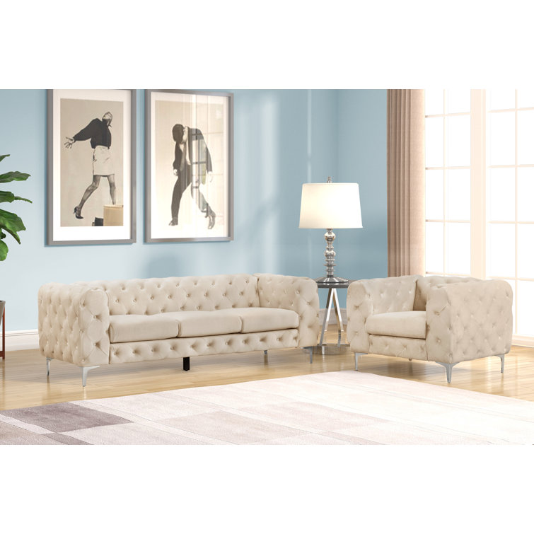 USLivings 2 Piece Velvet Living Room Set Wayfair